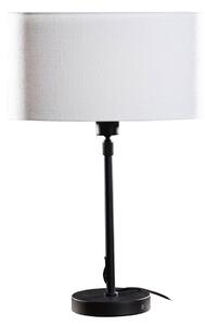 Stolní lampa černá s oválným lněným stínítkem bílým 35 cm - Parte