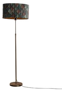 Stojací lampa bronzová s oválným sametovým stínidlem s designem listů 50 cm - Parte