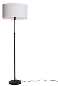 Stojací lampa černá s oválným lněným stínítkem bílým 50 cm - Parte