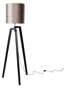 Stojací lampa černá s tmavě béžovým sametovým stínítkem 50 cm - Puros