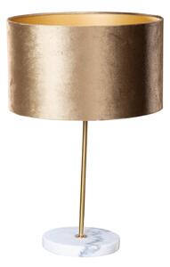 Stolní lampa mosazná s hnědým sametovým stínítkem 35 cm - Kaso
