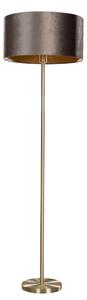 Stojací lampa mosazná ssametovým stínidlem hnědá 40 cm - Simplo