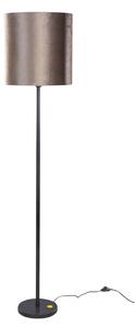 Stojací lampa černá s hnědým sametovým stínítkem 40 cm - Simplo