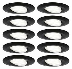 PAULMANN LED vestavné svítidlo Calla základní sada výklopné IP65 kruhové 90mm 30° 10x6W 230V 4000K černá mat 924.62