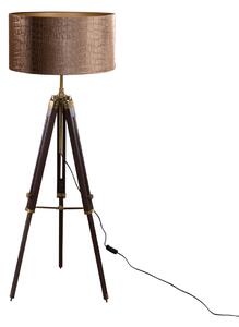 Stojací lampa Cortin s mosazným trojnohým podstavcem a stínidlem z krokodýlí sametu 50 cm