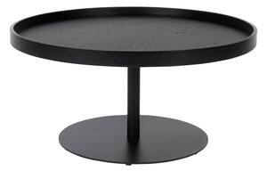 Černý kulatý konferenční stolek s deskou v dubovém dekoru ø 70 cm Yuri L – White Label