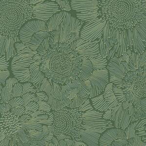 Zelená vliesová tapeta s květy rozměry 0,53 x 10,05 m