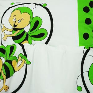 Obliečky detské bavlnené včielky zelené EMI: Povlak na polštář válec malý 13x44
