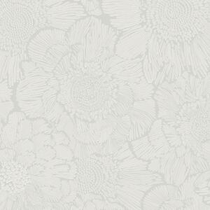 Bílá vliesová tapeta s květy rozměry 0,53 x 10,05 m