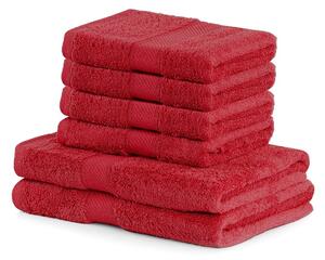 Set 2 osušek a 4 ručníků DecoKing Bella červené