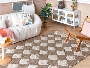 Bavlněný koberec 140 x 200 cm hnědý/ béžový SINOP