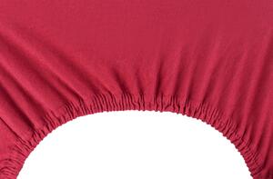 Bavlněné jersey prostěradlo s gumou DecoKing Amber tmavě červené