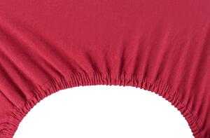 Bavlněné jersey prostěradlo s gumou DecoKing Nephrite tmavě červené