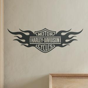 Živá Zeď Samolepka Harley Davidson oheň