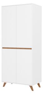 Úzká šatní skříň MOREL - 80 cm, bílá / dub kraft zlatý