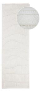 Bílý ručně tkaný běhoun s příměsí vlny 80x230 cm Sculptured Wave – Flair Rugs