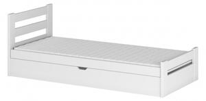 Dřevěná postel s úložným prostorem NAONI - 80x180, bílá