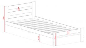 Dřevěná postel s úložným prostorem NAONI - 80x180, bílá
