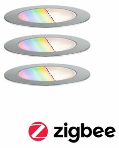 PAULMANN Plug & Shine LED zemní svítidlo Smart Home Zigbee Floor RGBW 3ks sada IP67 RGBW 3x2W 21VA ocel 947.52