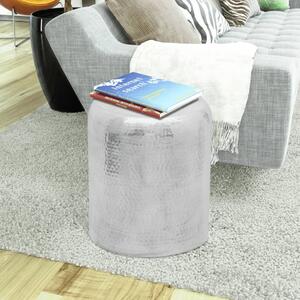 Tepaná hliníková stolička / odkládací stolek, stříbrná
