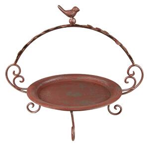 Červeno-zelený kovový etažér s ptáčkem - 35*27*30 cm - Clayre & Eef