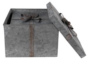 Zinkové antik úložné boxy s víky a mašlemi - 24*24*18 / 20*20*15 / 16*16*12 cm - Clayre & Eef