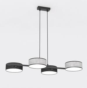 Závěsné svítidlo DRUMZ 4 – černé / šedé, textilní stínidla, 4× E14, šířka 80 cm