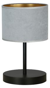 Stolní lampa HILDE LN1 – černá, šedé textilní stínidlo, 1× E27, šířka 18 cm