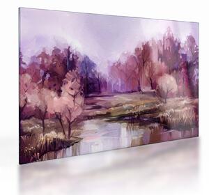Skleněný obraz - Podzimní krajinomalba (70x50 cm)
