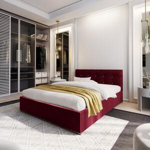 Čalouněná jednolůžková postel s úložným prostorem HATA - 90x200, červená