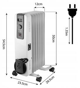ELEKTRICKÝ OLEJOVÝ RADIÁTOR MALÝ OHŘÍVAČ 1500W TERMOSTAT NEO TOOLS