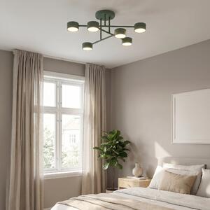 Stropní svítidlo HALO 6 – olivově zelené, 6× GX53, šířka 60 cm