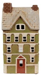 Zelený keramický domeček na čajovou svíčku Houthem II – 14x10x26 cm
