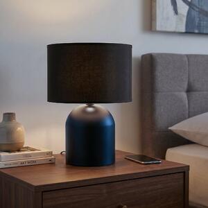 Stolní lampa ASPEN LN1 – černá, bílé textilní stínidlo, 1× E27, šířka 25 cm