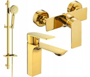 Jednopáková nástěnná vanová a sprchová baterie Mexen Alexa zlatá
