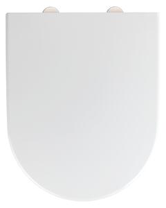 OVÁLNÉ SEDÁTKO NA WC PLAST 38X46CM FUNKCE POMALÉHO SKLÁPĚNÍ (EASY CLOSE) BÍLÉ