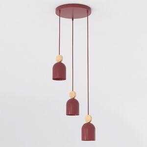 Závěsné svítidlo MESI 3 PREM – vínové, 3× GU10, šířka 34 cm