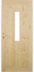 Vedlejší vchodové dveře Průzor, 80 P, 800 × 1970 mm, masivní dřevo, pravé, smrk, průzor