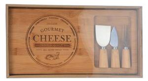DekorStyle Servírovací deska s příslušenstvím Gourmet Cheese hnědá