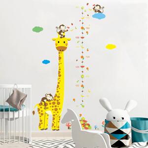 Samolepící metr na zeď - Veselá žirafa 80 - 180 cm