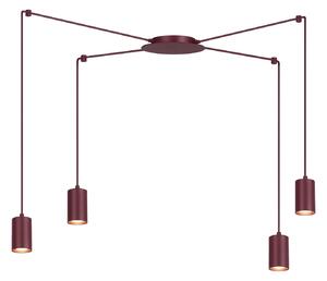 Závěsné svítidlo TRAKER 4 – vínové, 4× GU10, šířka 300 cm
