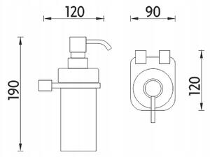 Ruční nástěnný dávkovač mýdla Nimco 230 ml, bezbarvý, bílý, stříbrný