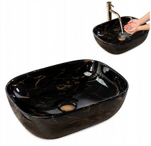 REA UMYVADLO BELINDA BLACK MARBLE SHINY - NA DESKU