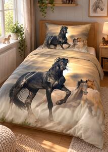 3d povlečení kůň - Mustang mikroplyš 140x200 cm