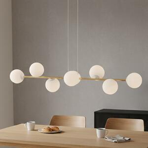 Závěsné svítidlo GRAVITY 8 – bílé / zlaté, sklo, 8× E14, šířka 140 cm