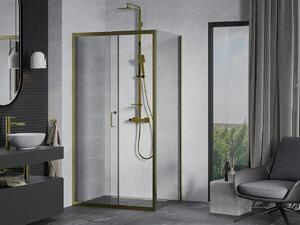 Mexen Apia sprchový kout s posuvnými dveřmi 100 (dveře) x 90 (stěna) cm, 5mm čiré sklo, zlatý profil, 840-100-090-50-00