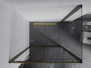 Mexen Apia sprchový kout s posuvnými dveřmi 90 (dveře) x 70 (stěna) cm, 5mm čiré sklo, zlatý profil, 840-090-070-50-00