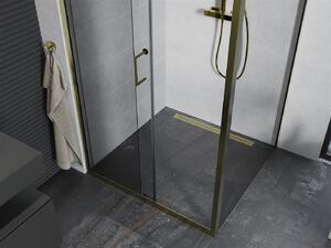 Mexen Apia sprchový kout s posuvnými dveřmi 90 (dveře) x 70 (stěna) cm, 5mm čiré sklo, zlatý profil, 840-090-070-50-00