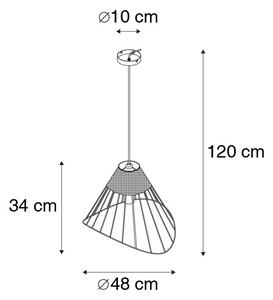 Venkovská závěsná lampa černá 48 cm s ratanem - Treccia