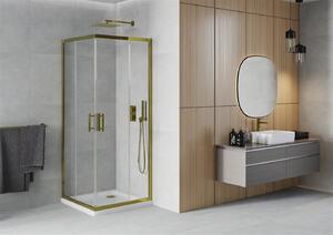 MEXEN - Rio sprchový kout, rohový 70 x 70 cm, transparentní, zlatá + vanička Flat, bílá - 860-070-070-50-00-4010G